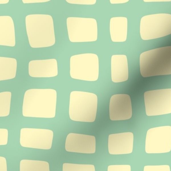 Wavy Weave - Hand-Drawn Grid with Organic Flow - Mint Green & Pale Yellow