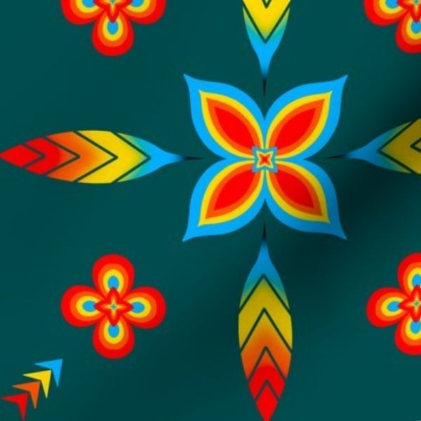 Feather Floral Teal