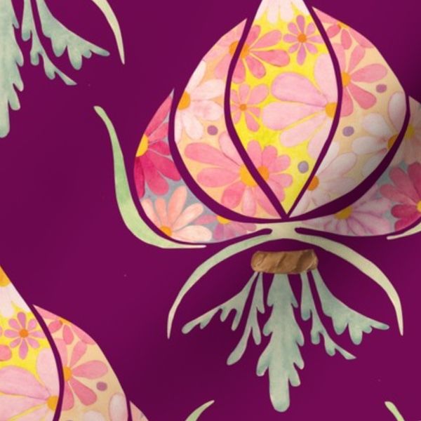 Neutral Lotus Art Print Watercolour Lotus Design - Warm Red