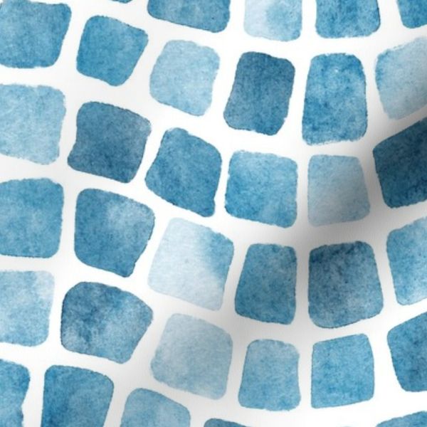 mediterranean mosaic waves - caribbean blue tones - watercolor coastal vibe