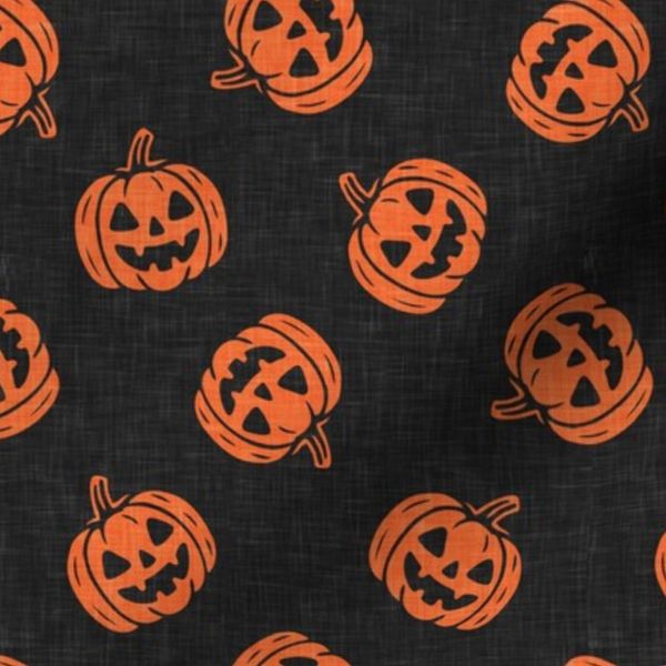 Jack-O-Lantern Toss - Halloween orange on black - LAD25