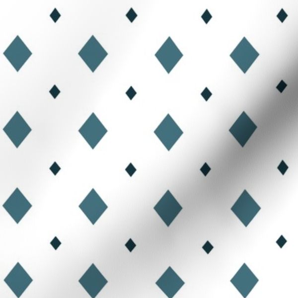 blue green diamonds scattered on white