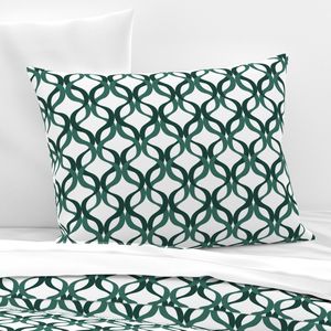 Green And White White Wave Trellis ogee