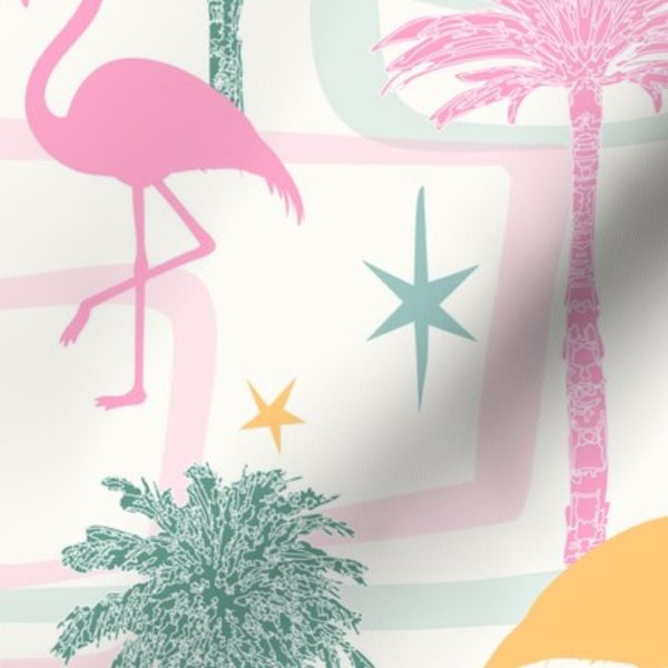 Retro Palm Springs Flamingo Sun and Stars