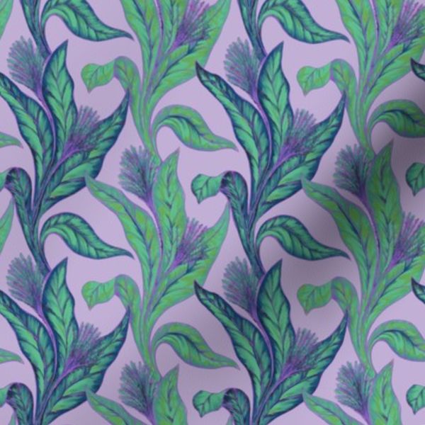 Vintage Leaves Palm Springs-violet background