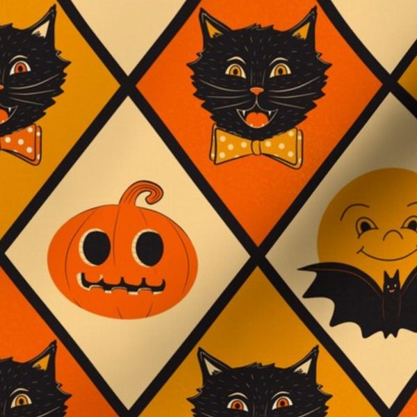 Retro Halloween Harlequin Print