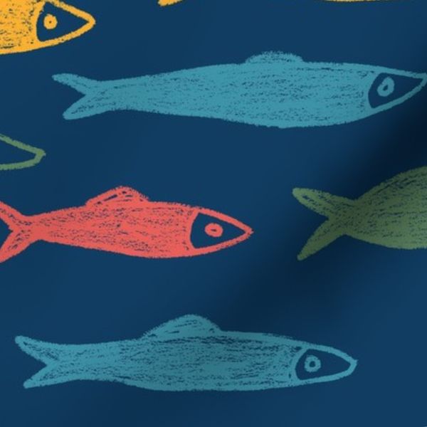 Fishes sea hand drawn ornament