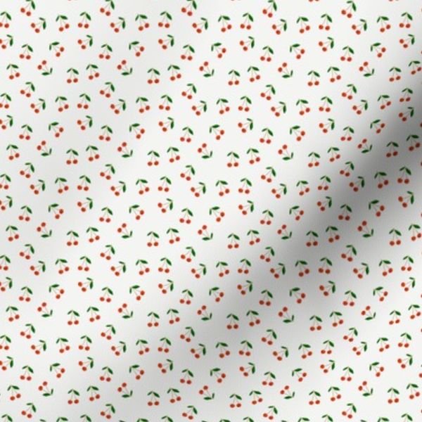 Summer Fruit - Watercolor Cherry White Extra Small - bows - hair ties ditsy