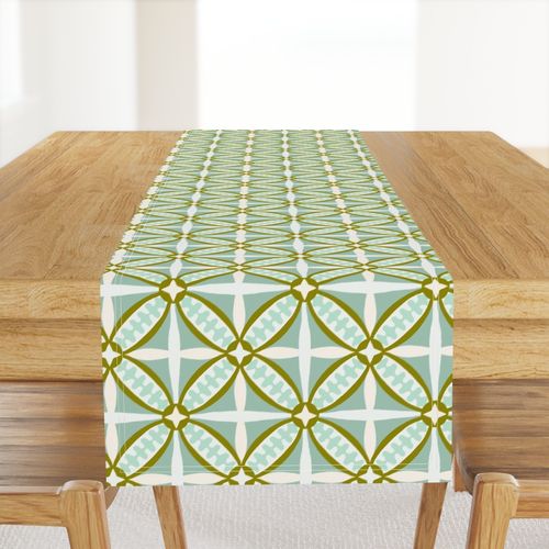 Palm Springs Orchid Tile - Aqua Blue + Olive Green