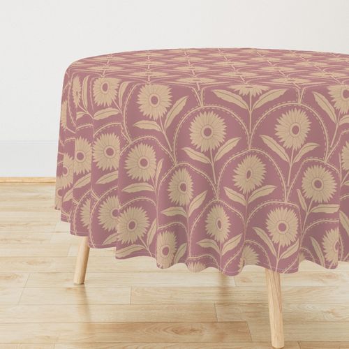 Vintage Farmhouse soft beige Sunflower on soft pink background (M)