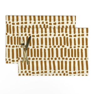 Hand Painted Brush Stripes Ochre on Cream Modern Blender Print Medium