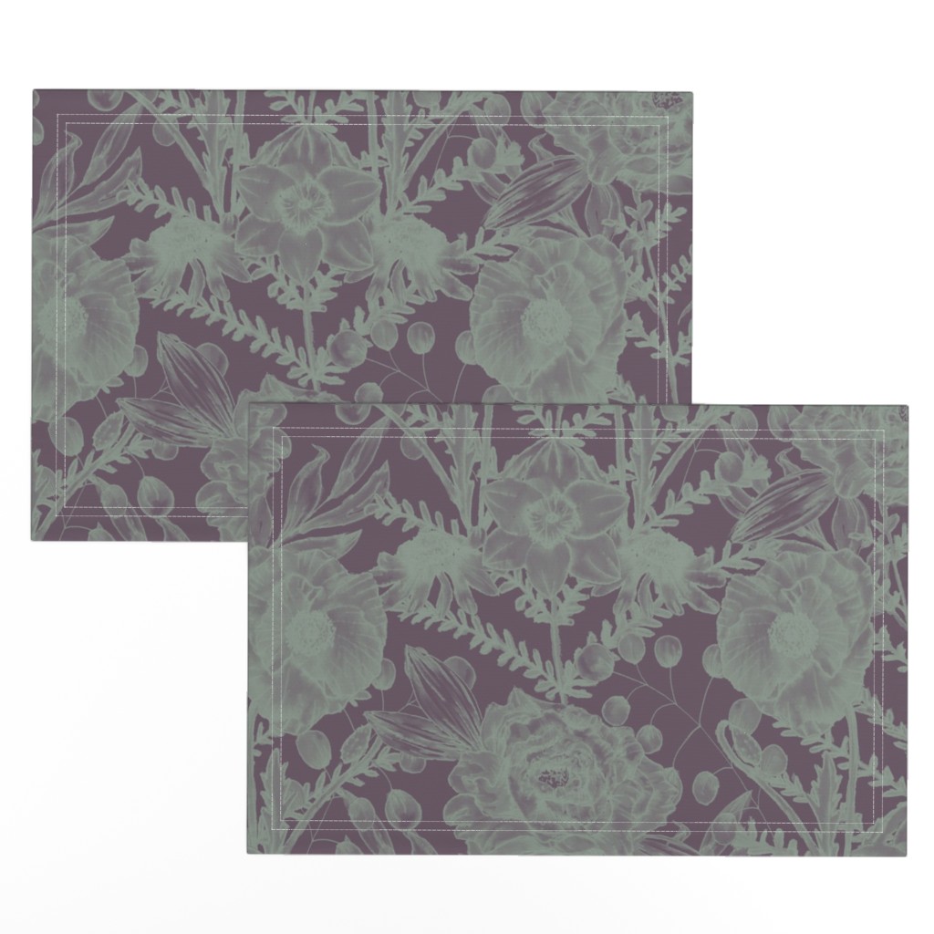 Top down of a set of two Placemats stacked and offset from eachother showing more of the printed design