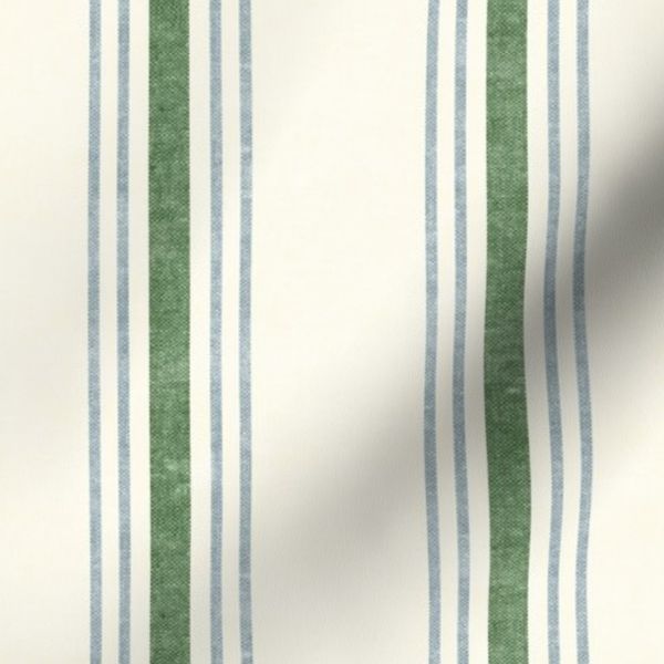 (med scale) Hadley Stripes - Grain Sack Stripes - blue and green - LAD25