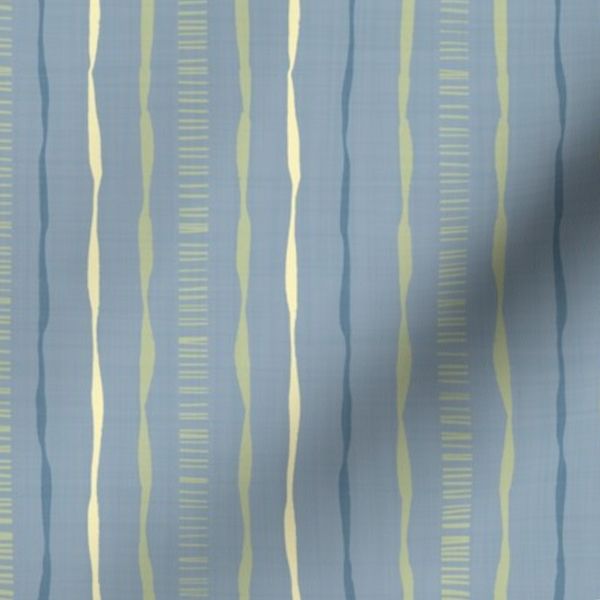 Moth and Honeysuckle Artistic Stripe on Cornflower Blue
