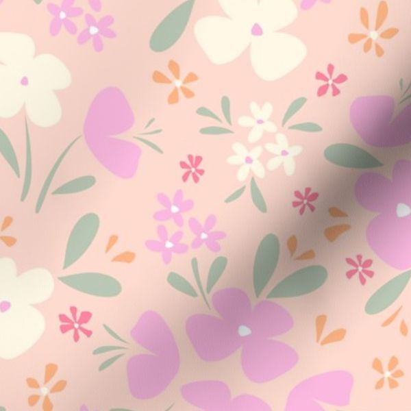 (S) ditsy meadow soft coral and pink