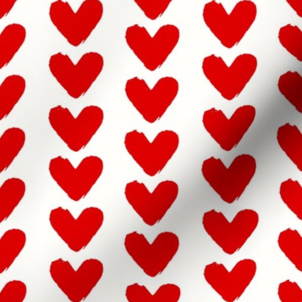 Hand-Drawn Hearts In Cherry Red And White (Small)