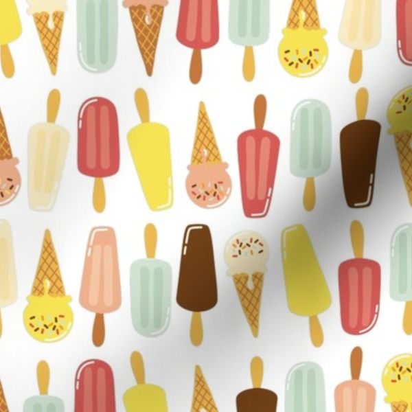 Summer ice cream popsicles cones white