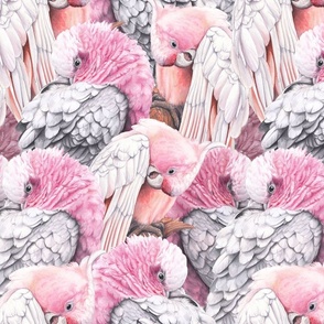 Pink Cockatoo Chatter - Large Scale pattern by nadyawildlifeart Pink Cockatoo Chatter - Large Scale pattern