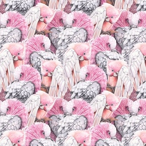Pink Cockatoo Chatter - Medium Scale pattern by nadyawildlifeart Pink Cockatoo Chatter - Medium Scale pattern