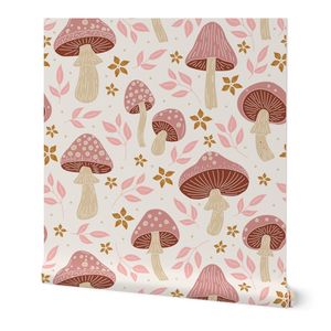 Mushroom Toadstool Fall Autumn Woodland Forest White / Pink - Jumbo