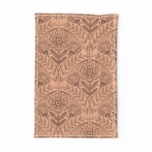 m Bold warm peach and brown modern heritage scallop statement floral