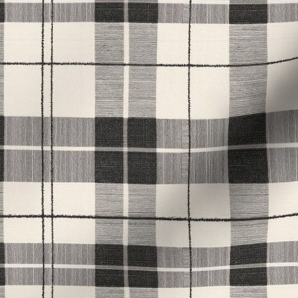 Rustic Tattersall Plaid Farmhouse Linen Texture