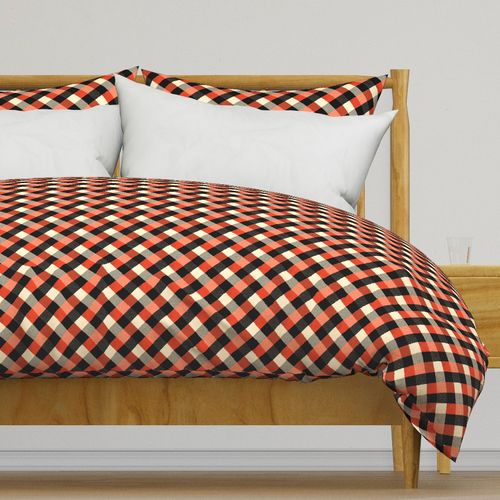 Monarch Butterfly Tartan Plaid Orange Black White Farmhouse