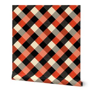 Monarch Butterfly Tartan Plaid Orange Black White Farmhouse