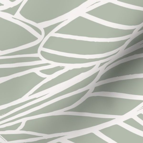 Japandi line drawn dragonfly wings in wabi sabi matcha green large