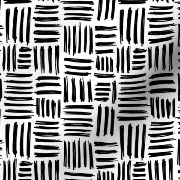 Black And White-Woven Basket Pattern Check Boho