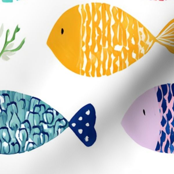 Cute Tropical Fish on White Large