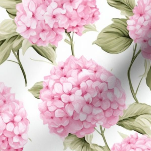 Soft Pink Hydrangea Floral Pattern