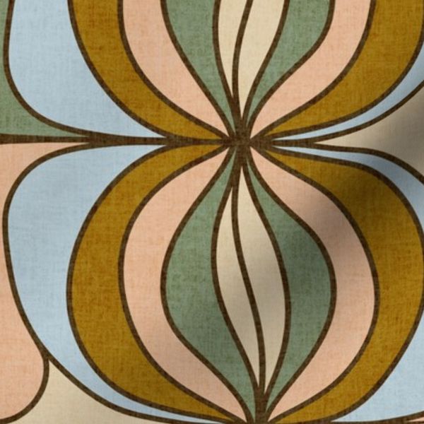 Retro curve - faded daydream-mocha ivory sand sage blush brass & blue grey