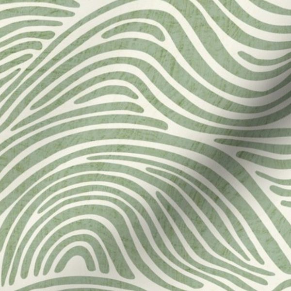 WAVES MOTION HAND DRAWN WATER BRUSH STROKES - SAGE GREEN