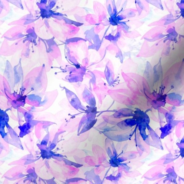 Lavender & Plum Iris Watercolor Floral Art - Small Scale