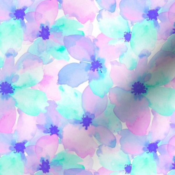 Pastel Rainbow Sakura Petals Watercolor Dream - Small Scale