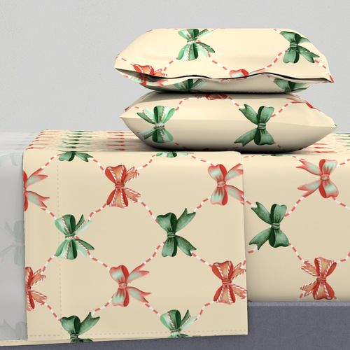 Holiday Bows on Cream - Small Scale