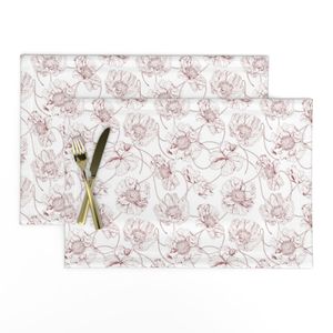 8" Line Art Poppies on Soft White