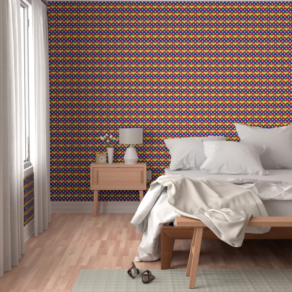 Bedroom with a bright window, bed and wood furniture with Peel and Stick wallpaper on the walls