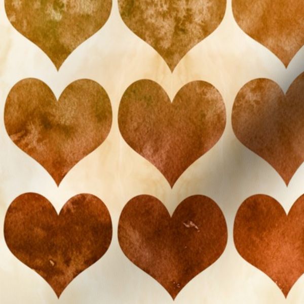 Watercolour Hearts- Shades of brown-Textured-Grungy