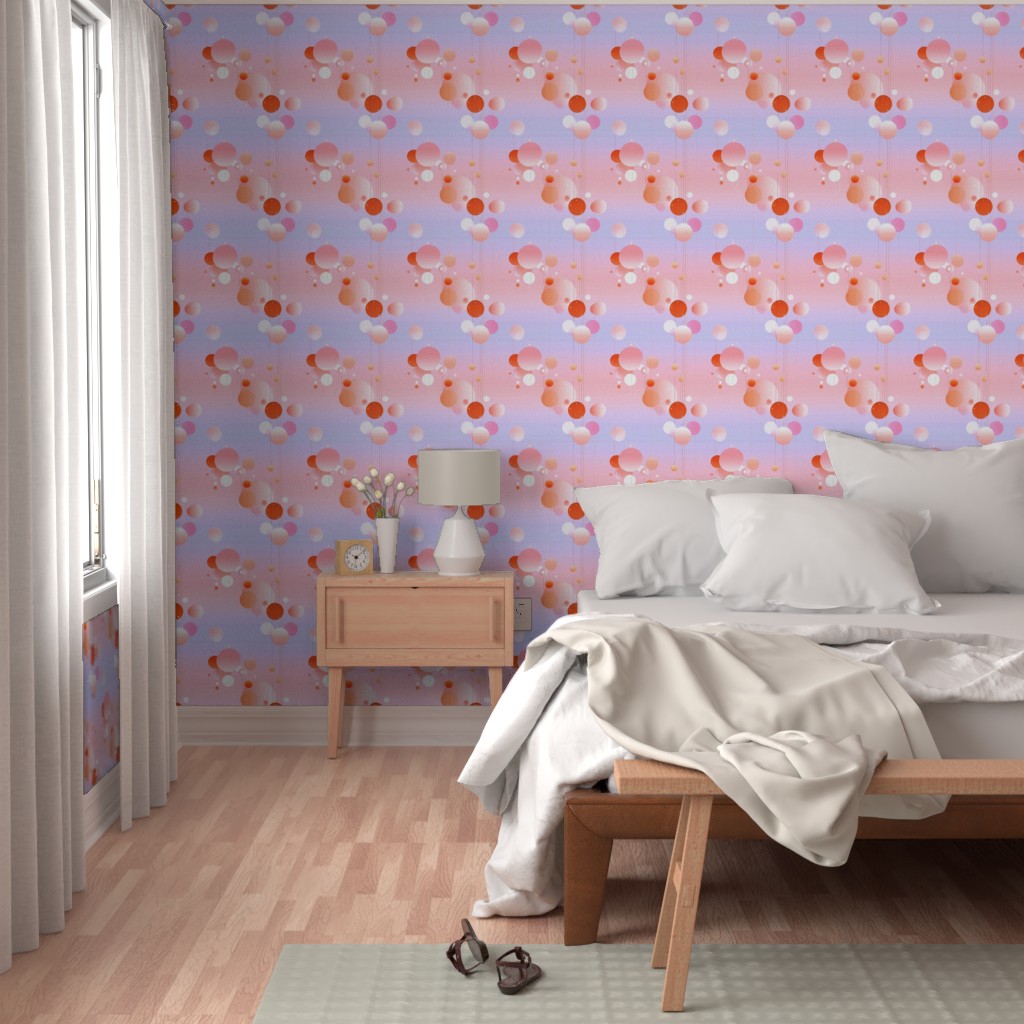 Bedroom with a bright window, bed and wood furniture with Peel and Stick wallpaper on the walls