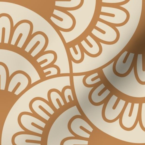 3495 D medium - hand drawn scallop blossoms / petals / brown