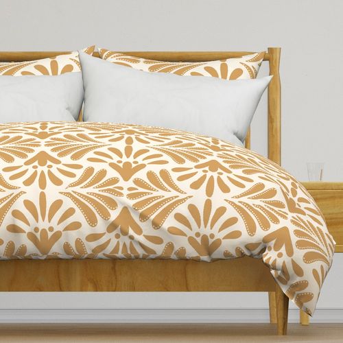 Ogee Floral Gold on White Modern Minimalist