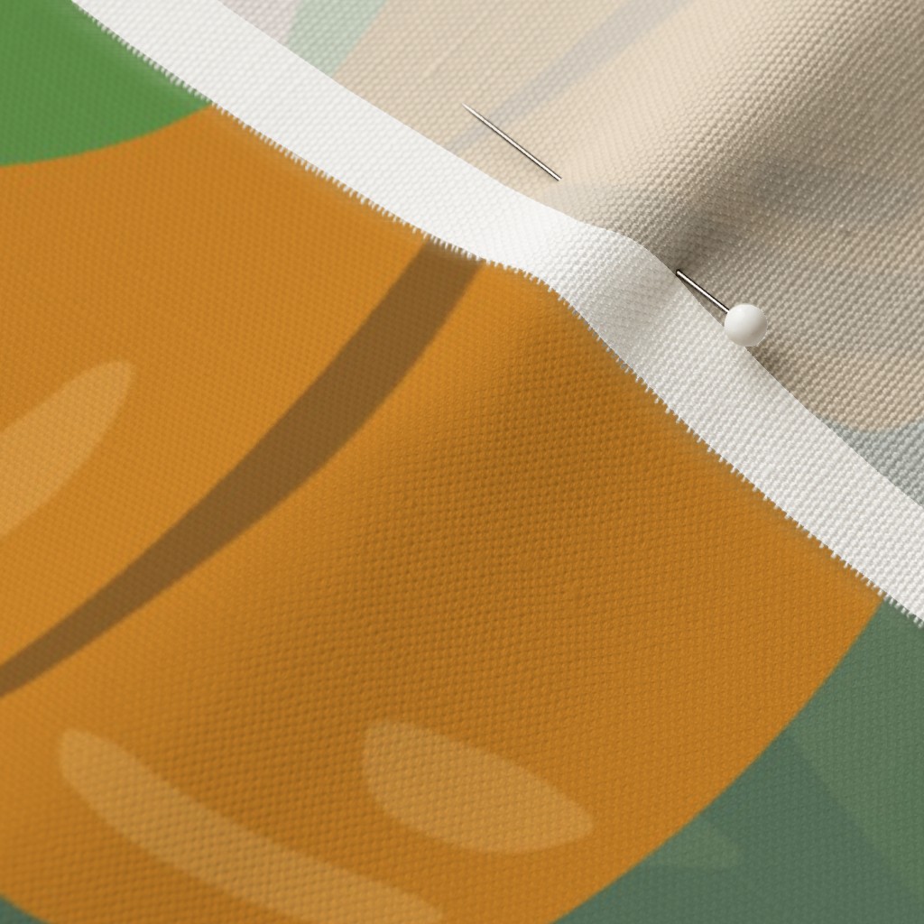 Close up of Linen Cotton Canvas fabric with a sewing pin