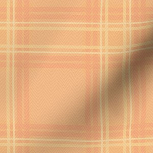 Rustic Tartan Plaid in Soft Pastel Orange Gold Peach & Apricot - Tweed-Look