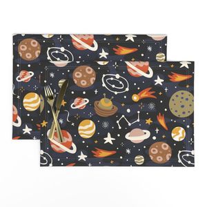 Orbiting Colorful Planets - Milky Way Night Seamless Space Print (S)