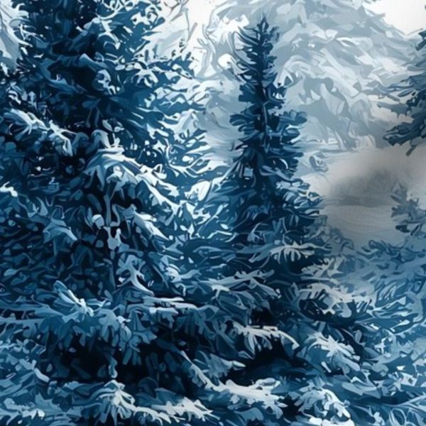 Snowy Pine Forest / Blue Winter Trees in Serene Snowy Landscape