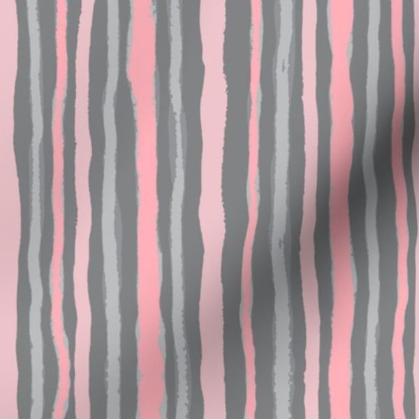 Artistic Stripes in Pink and Grey