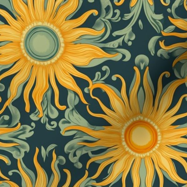 Baroque Golden Sunflower Pattern