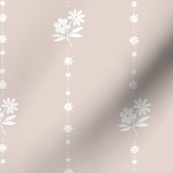 Vintage Cottage Floral Stripe - Neutral Cream Beige